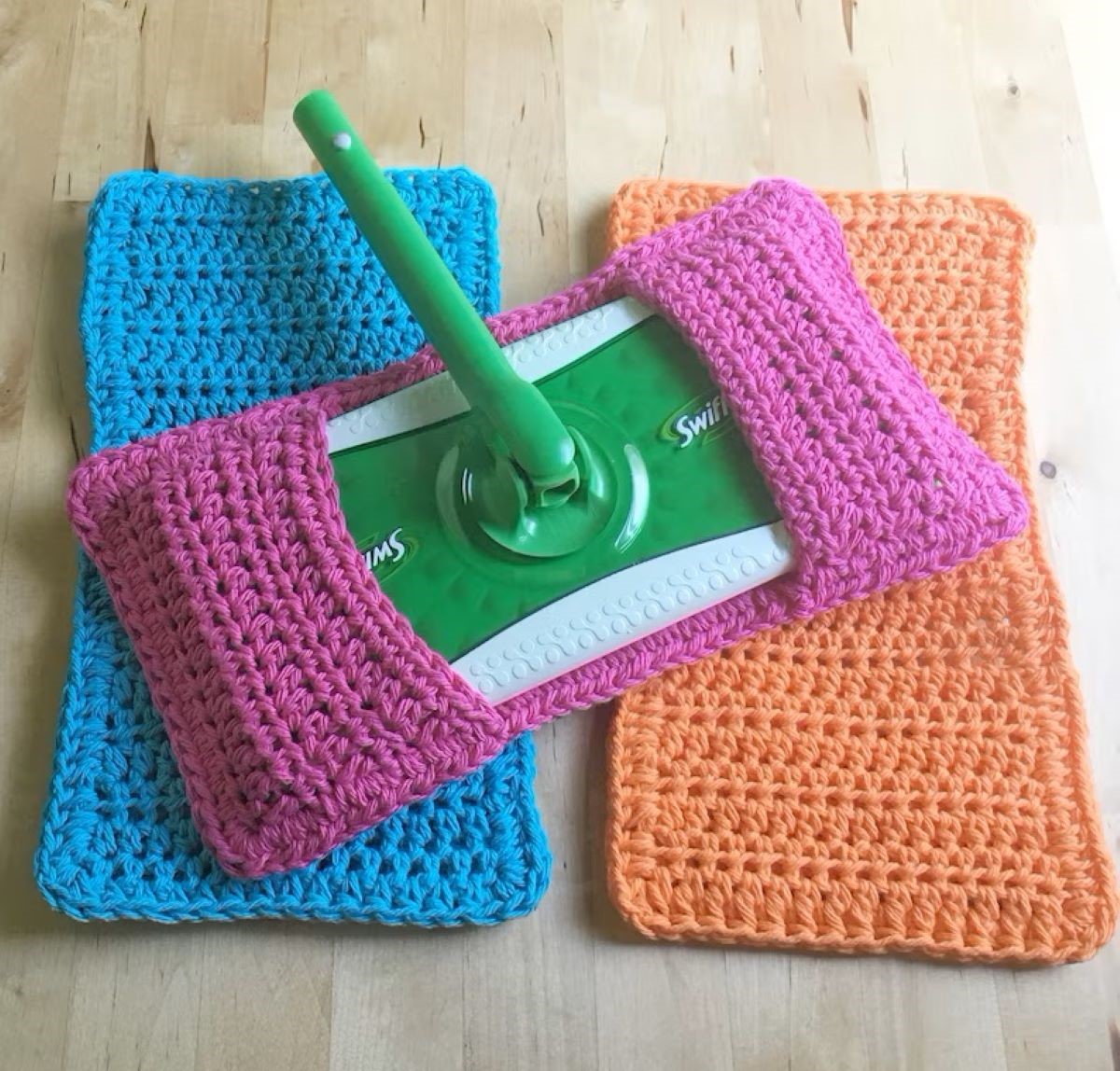 crochet patterns for beginners - colorful crochet mop pads