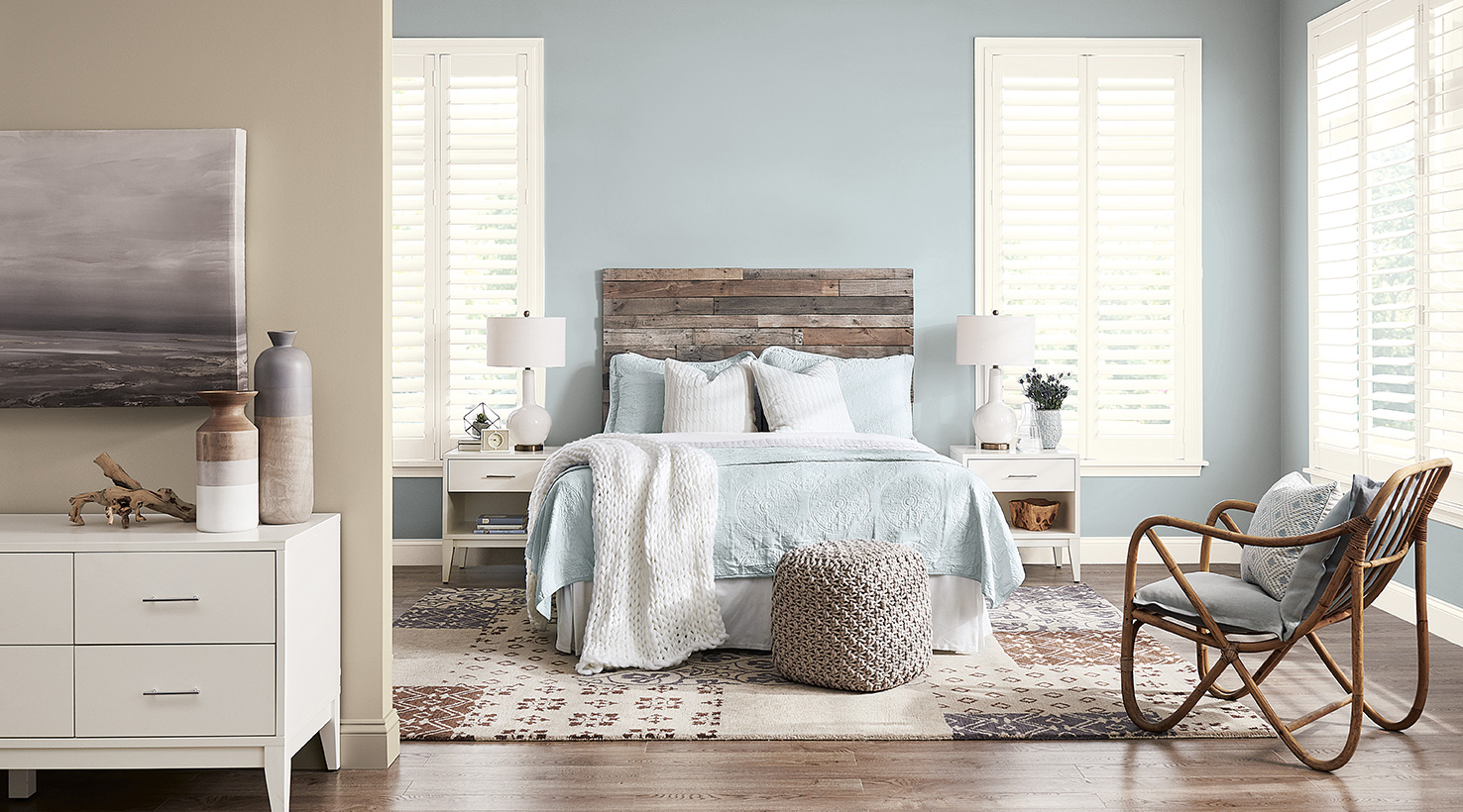 the best paint colors for a restful sleep bedroom with pale blue walls