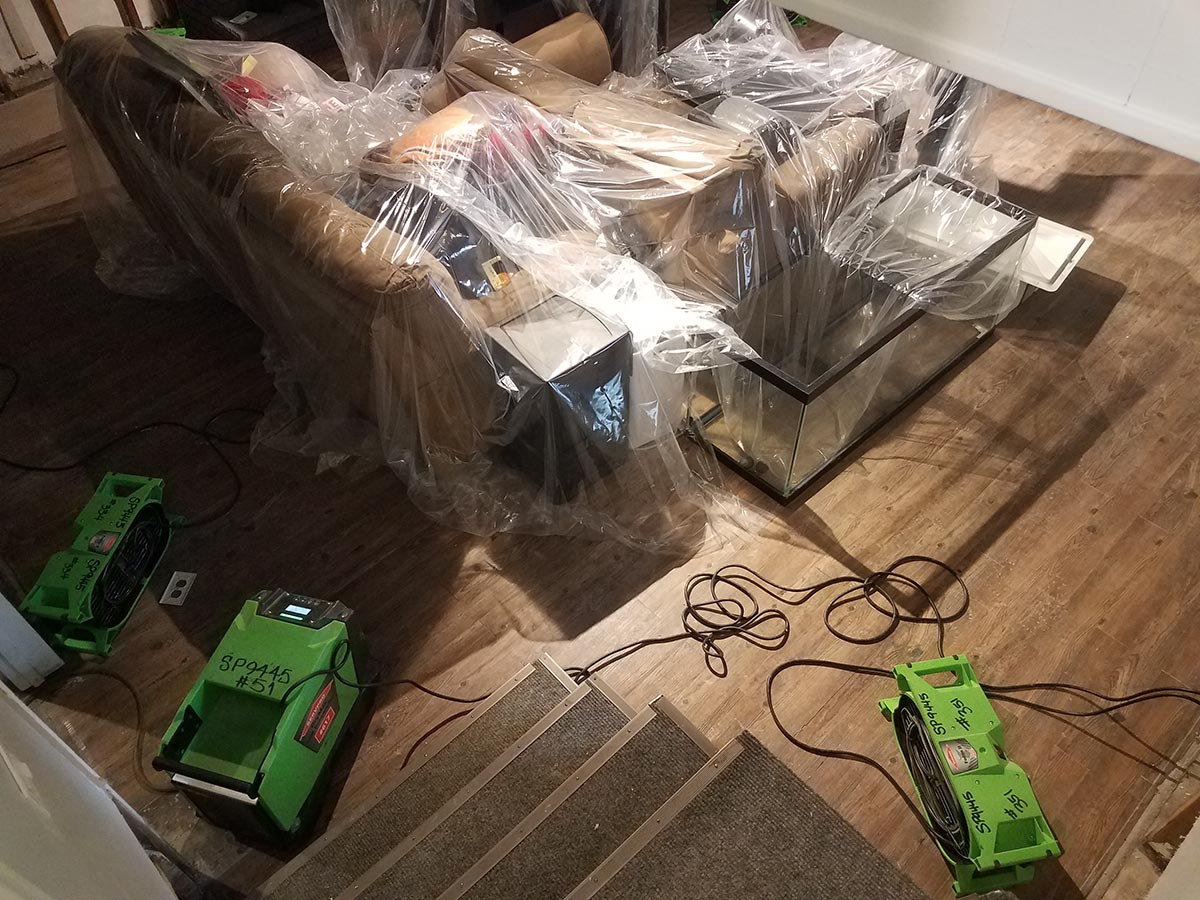Servpro Review Plastic-wrapped furniture