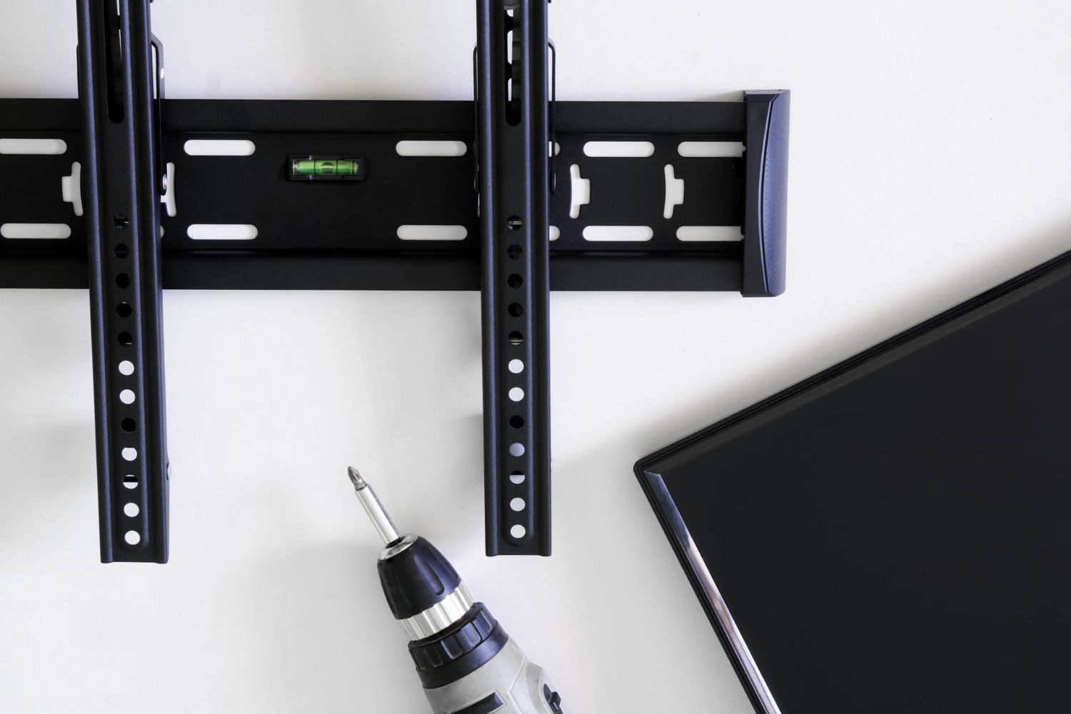 A view of TV mount components. 
