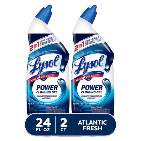  A 2-pack of the Lysol Power Toilet Bowl Cleaner on a white background.