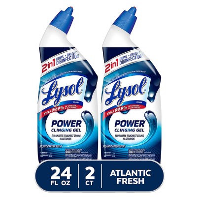 A 2-pack of the Lysol Power Toilet Bowl Cleaner on a white background.