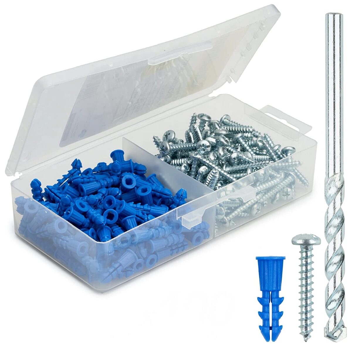types of drywall anchors - blue anchor and drill kit