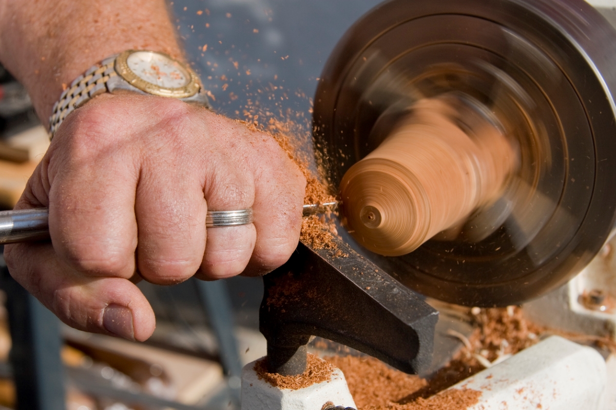 most dangerous power tools - hand wearing jewelry using wood turning lathe