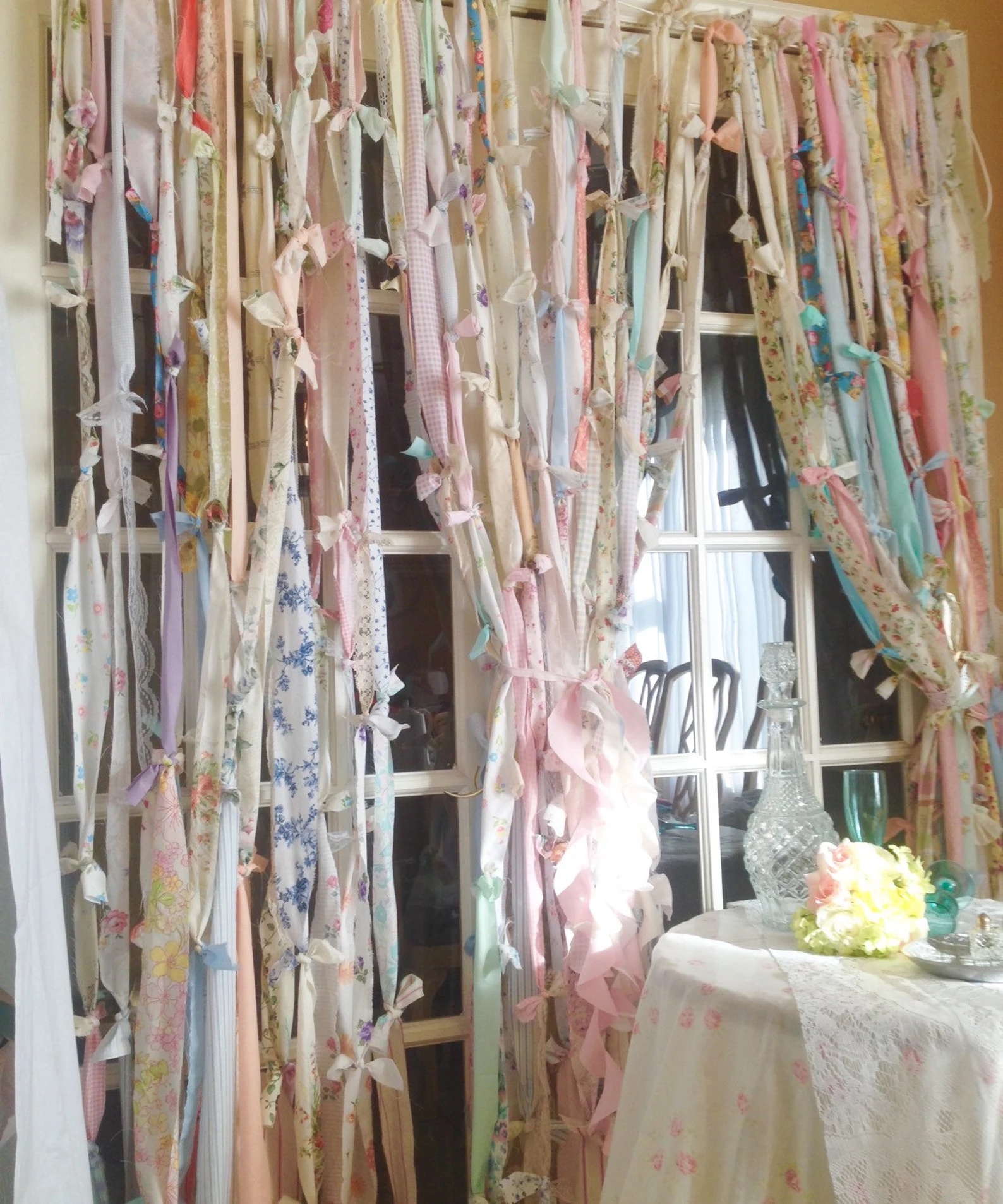 Etsy ways to dress up a window Rag curtains