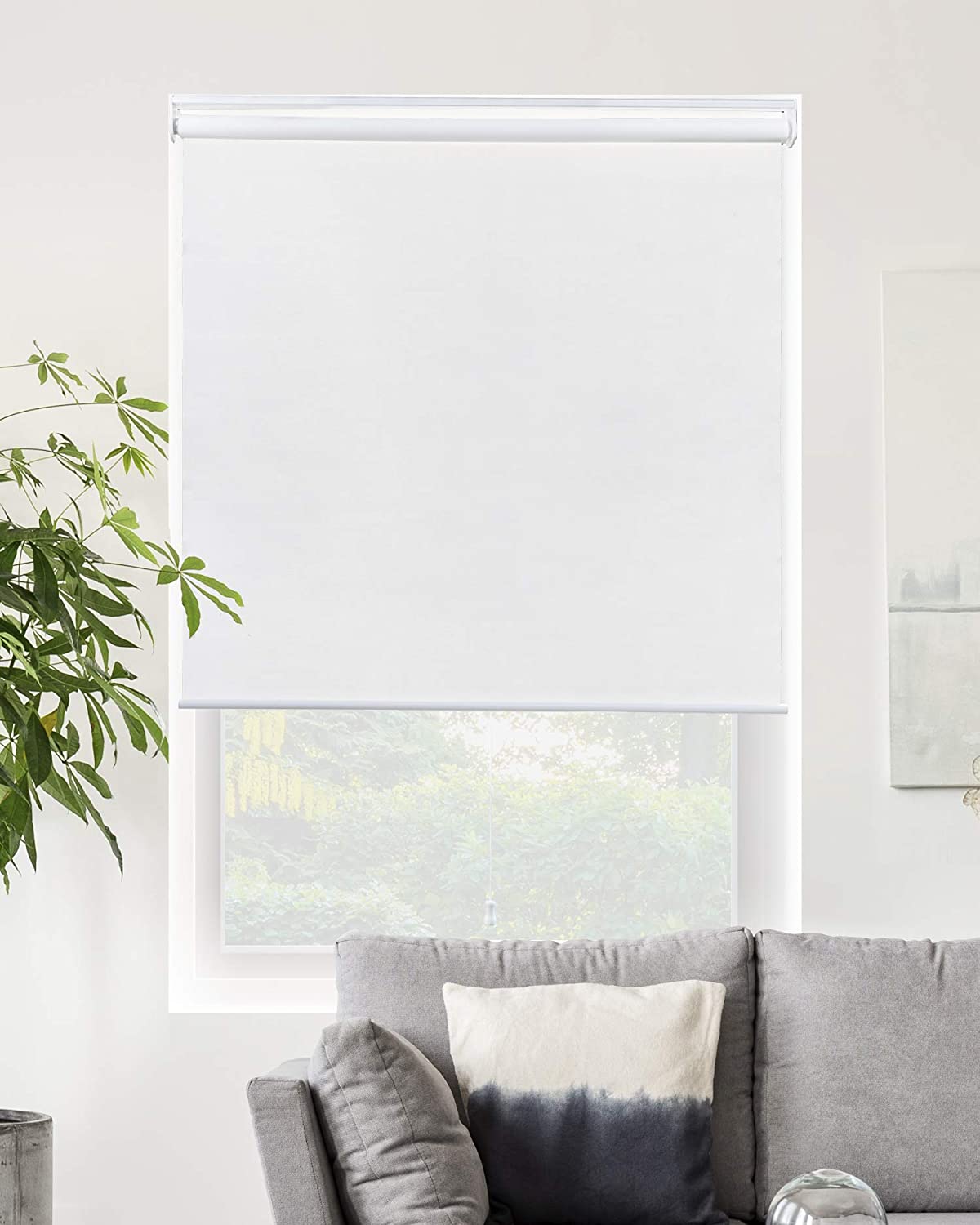 types of blinds - white roller blind on window