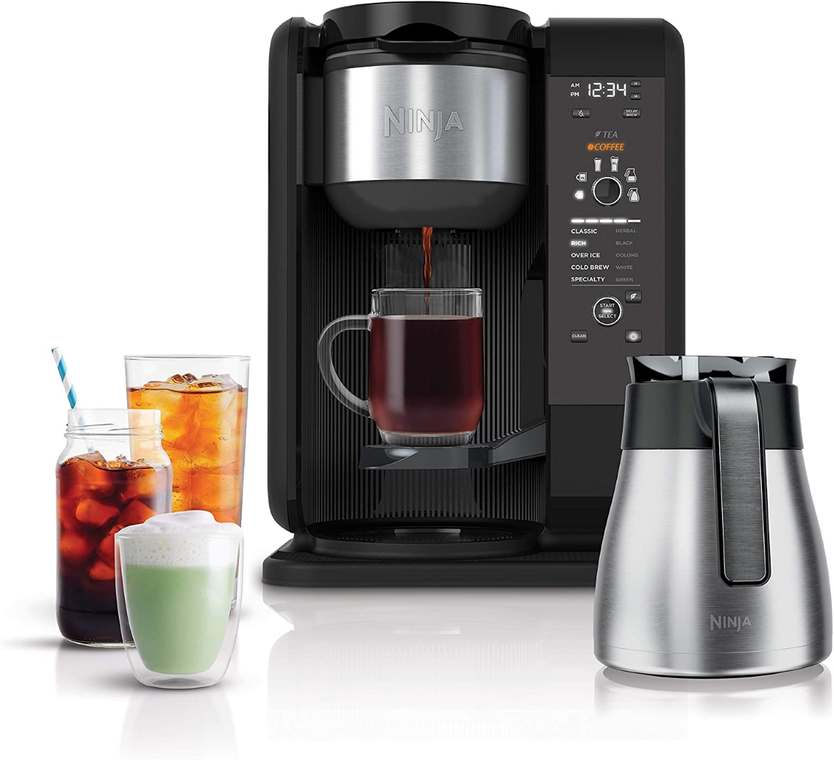 types of coffee makers - black coffee maker with iced drinks