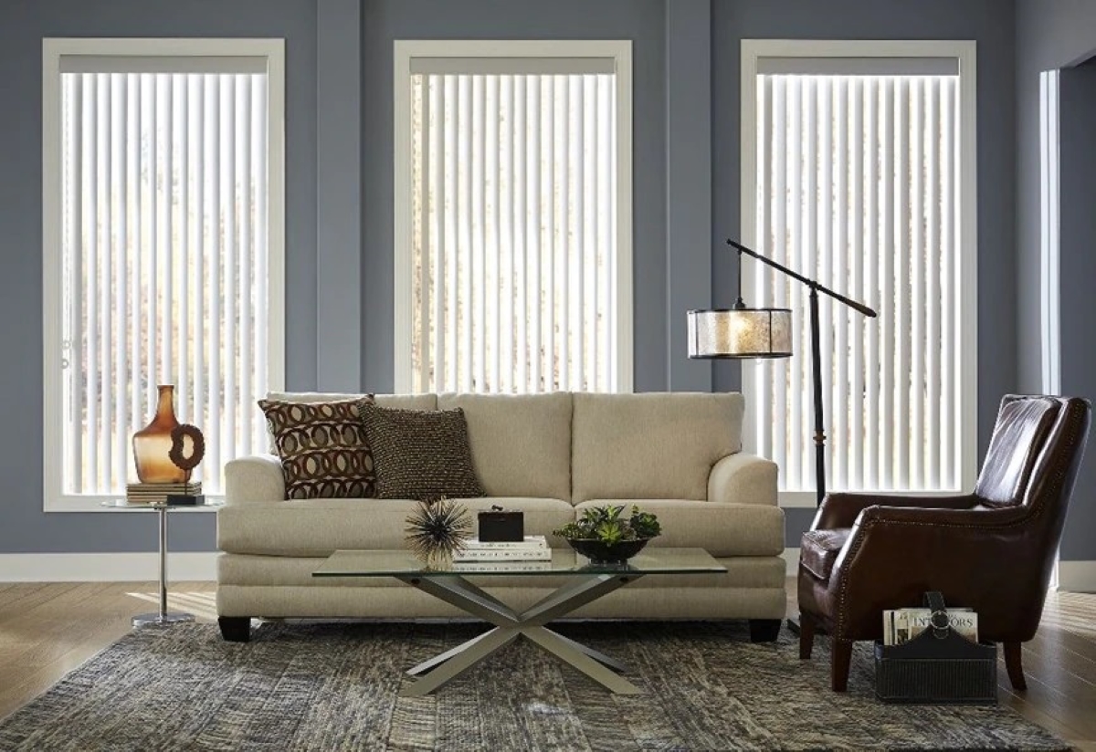 types of blinds - couch with windows in background