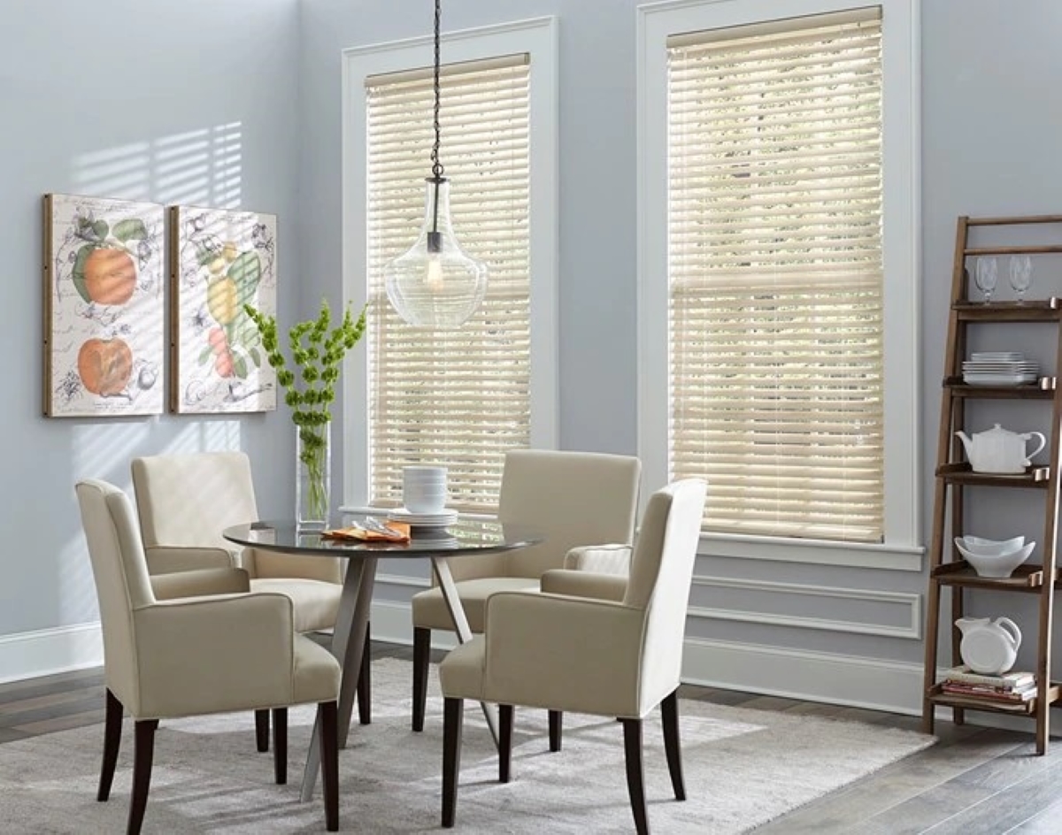 types of blinds - two windows with blinds next to dining table
