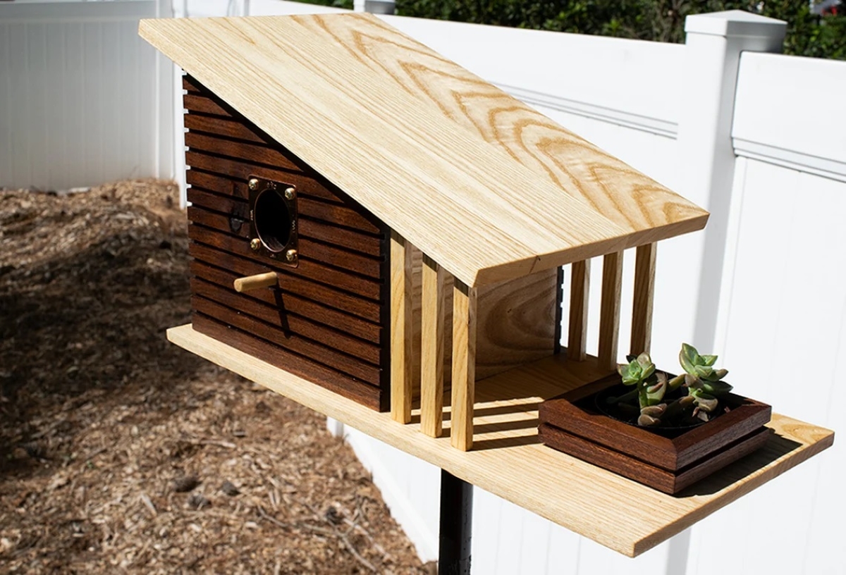 birdhouse plans - mid-century wooden bird house
