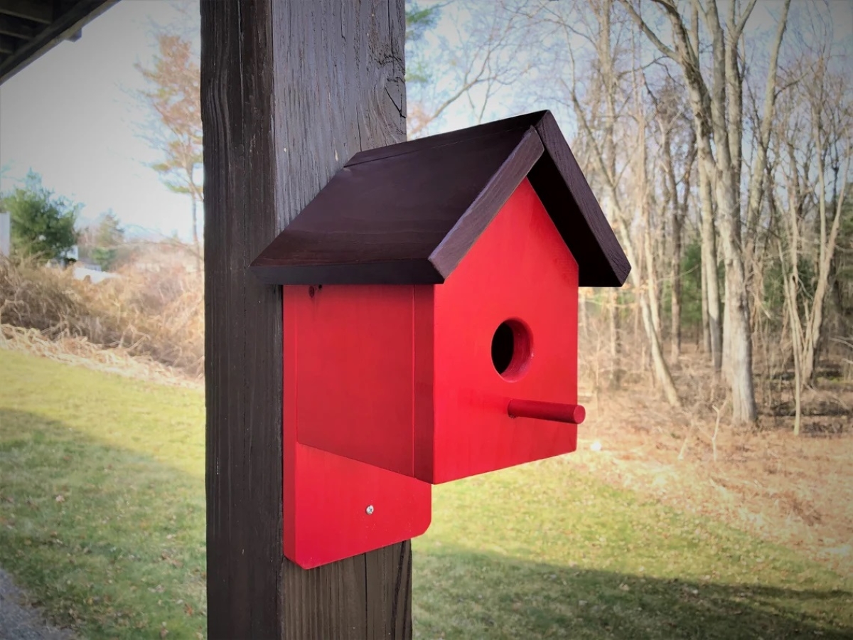 birdhouse plans - red birdhouse with black roof