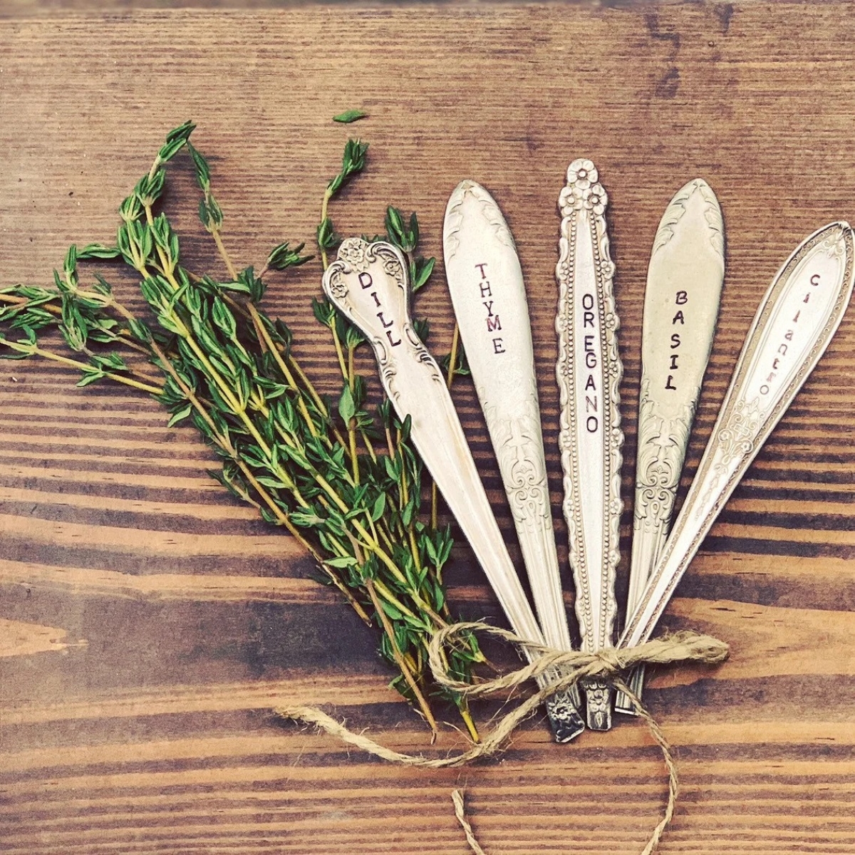 free ways to start a garden - utensil handle garden labels