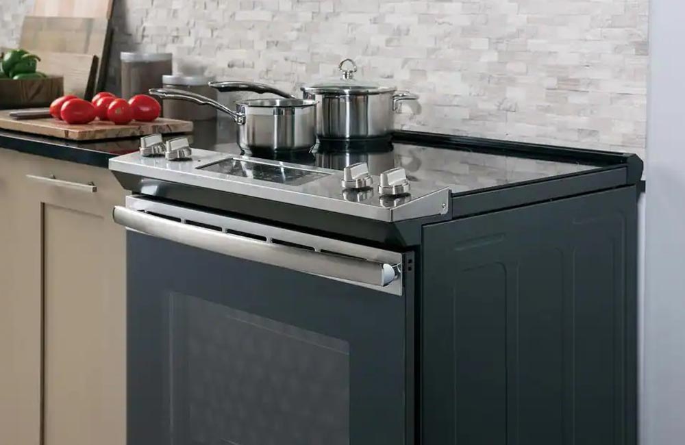 The Best Slide-In Electric Range Option at the end of a kitchen counter