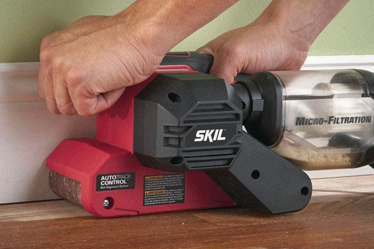 The Best Sanders for Hardwood Floors Option in use sanding a hardwood floor