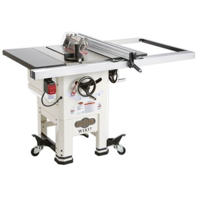 Shop Fox 2 HP 10-Inch Hybrid Open Stand Table Saw on a white background