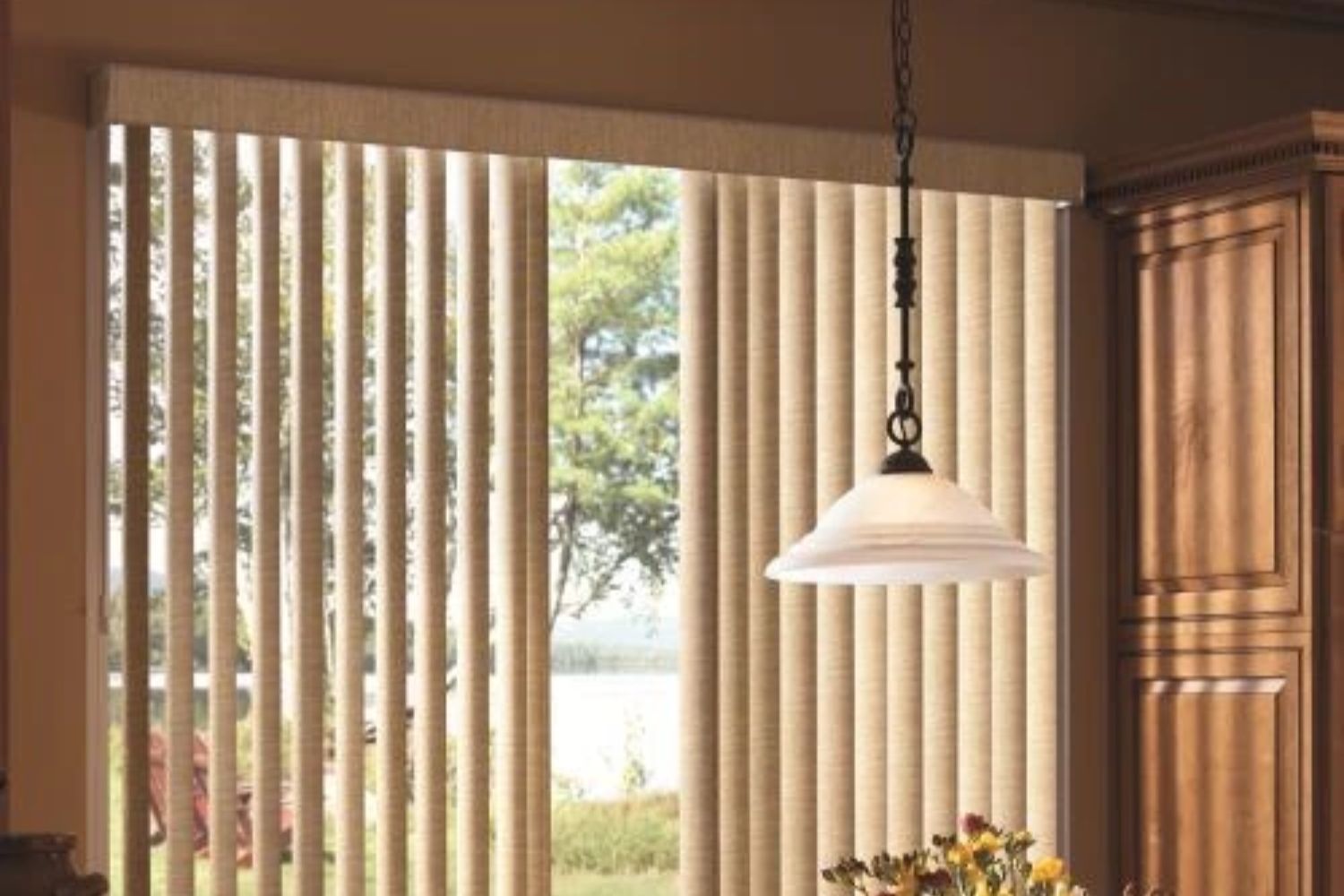 The Best Window Treatment for Sliding Doors Options: Bali Fabric Vertical Blinds