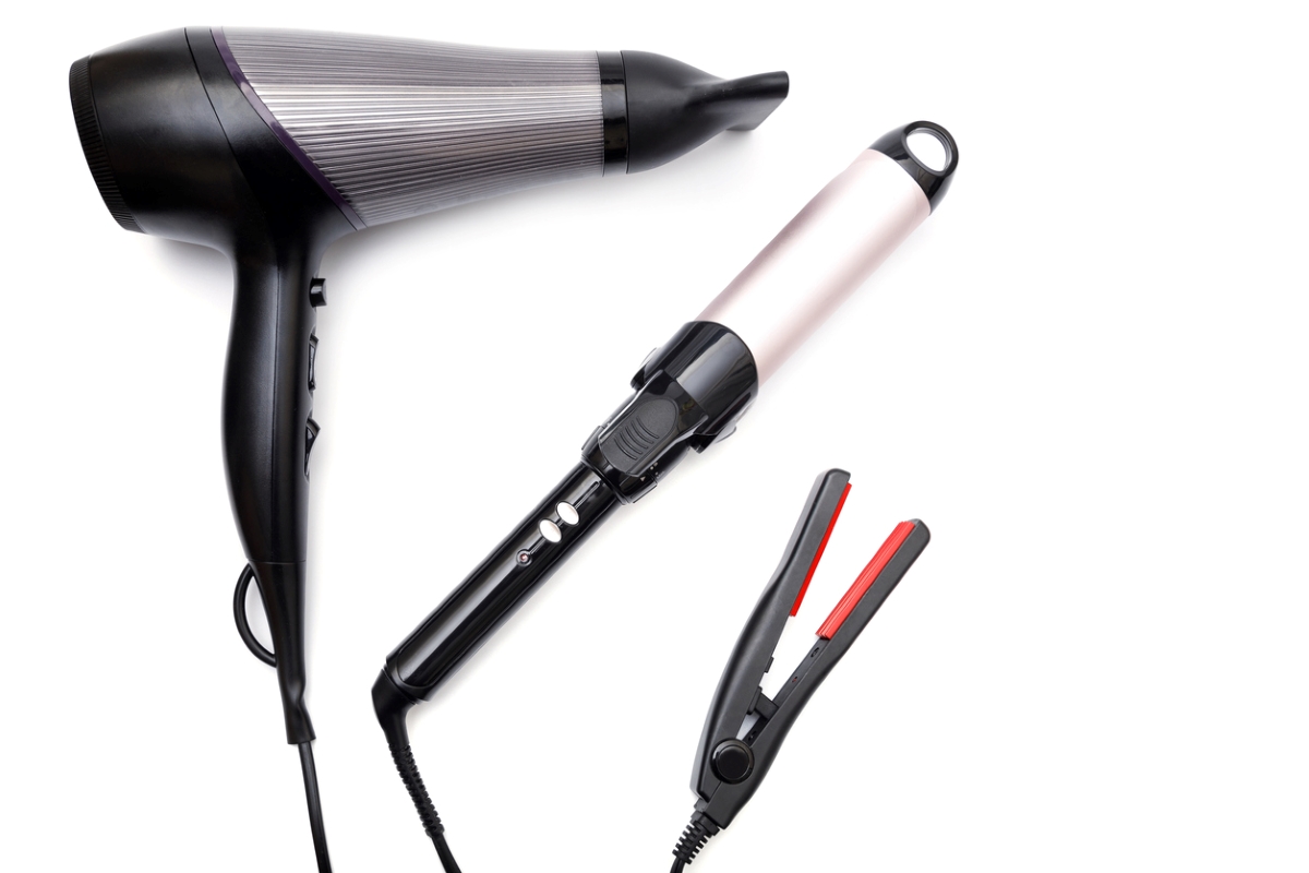 never plug into power strip - hair styling tools