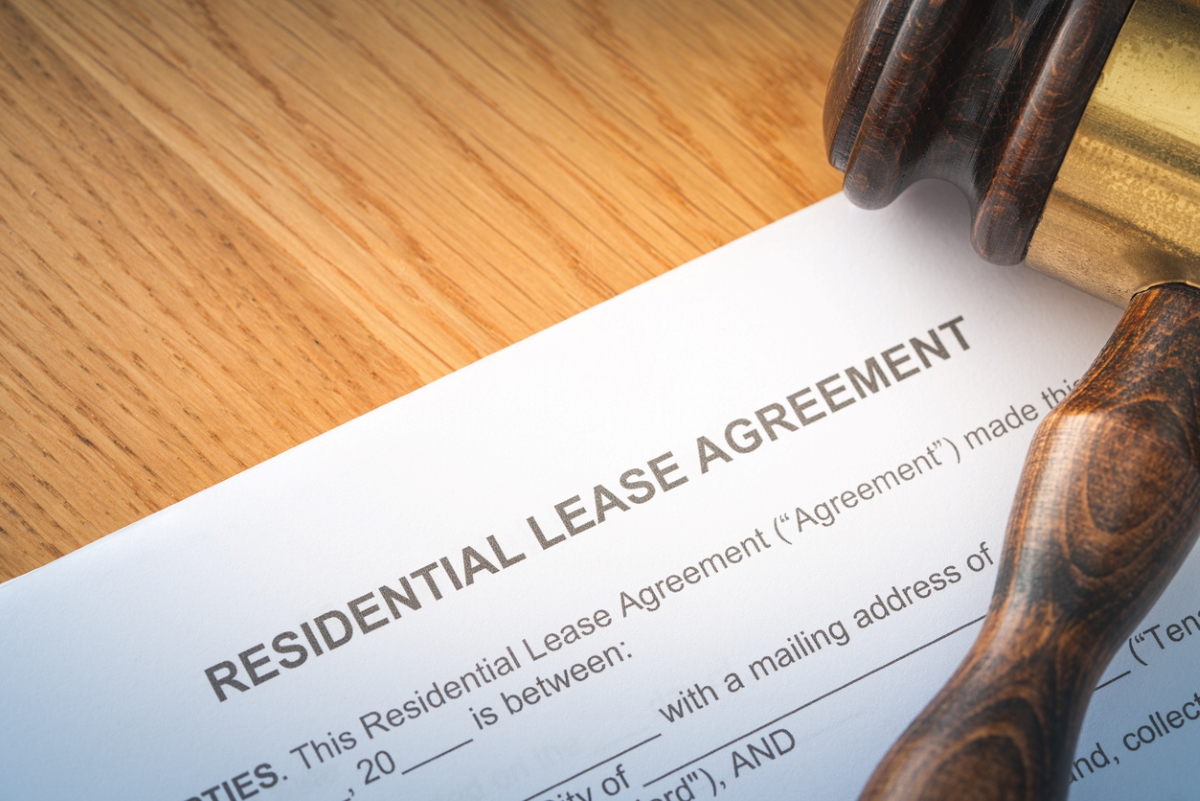 Residential lease agreement document with gavel