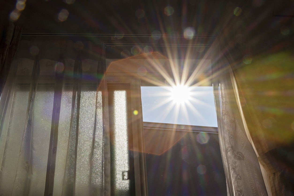 Morning sun seen from inside the room