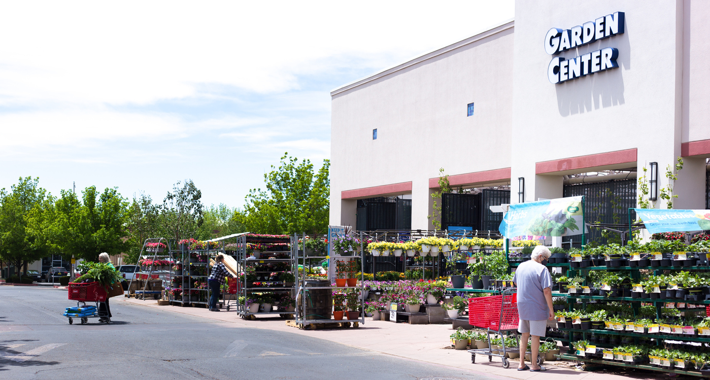 People Shopping Outside at Lowe's Garden Center