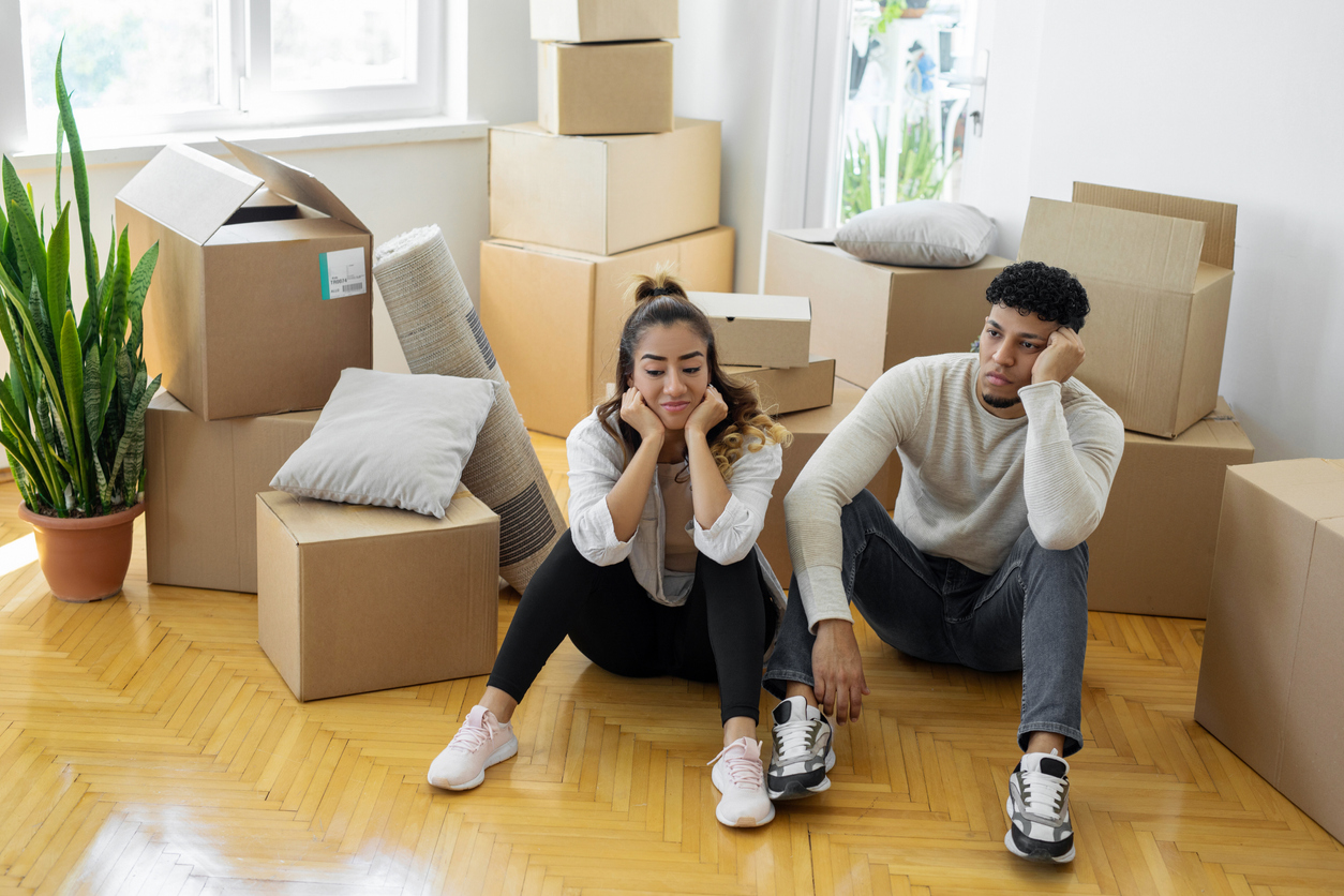 iStock-1450010060 Moving Container vs. Truck Rental Couple Stressed about Moving