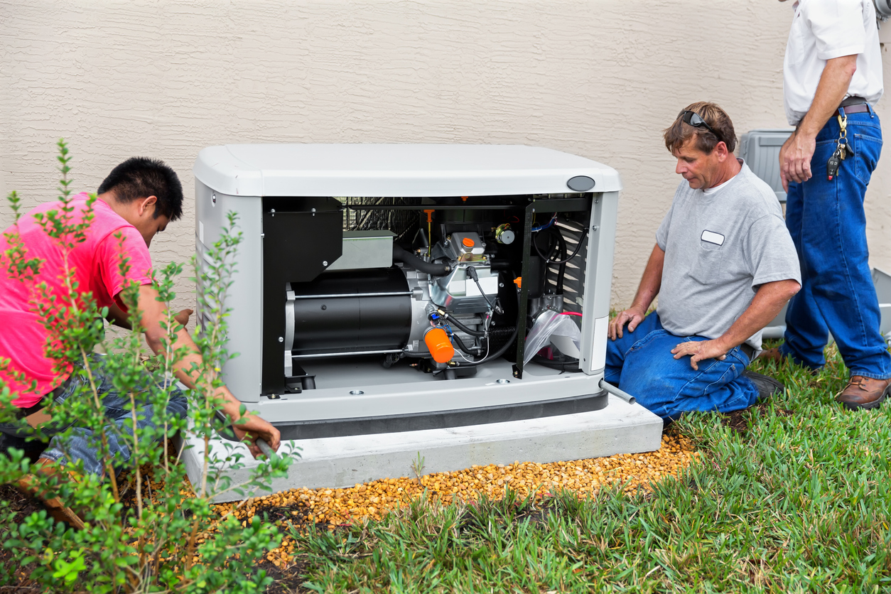 iStock-170165360 standby generator instaling a whole house generator