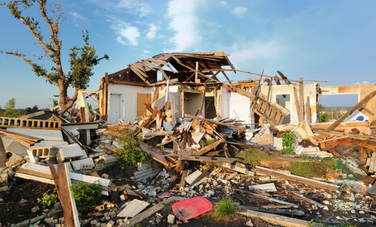 Home destroyed by a tornado