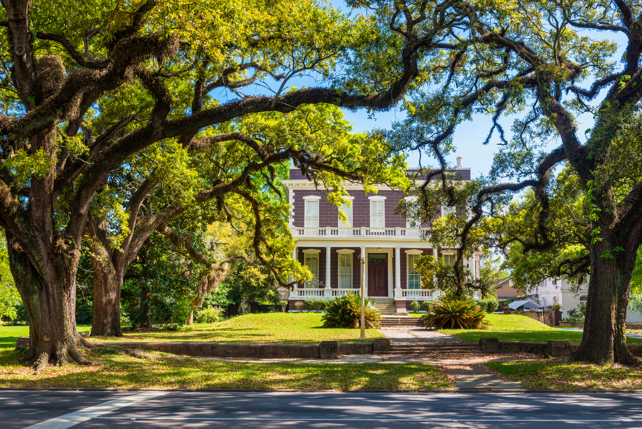 mobile alabama historic home large trees on lawn