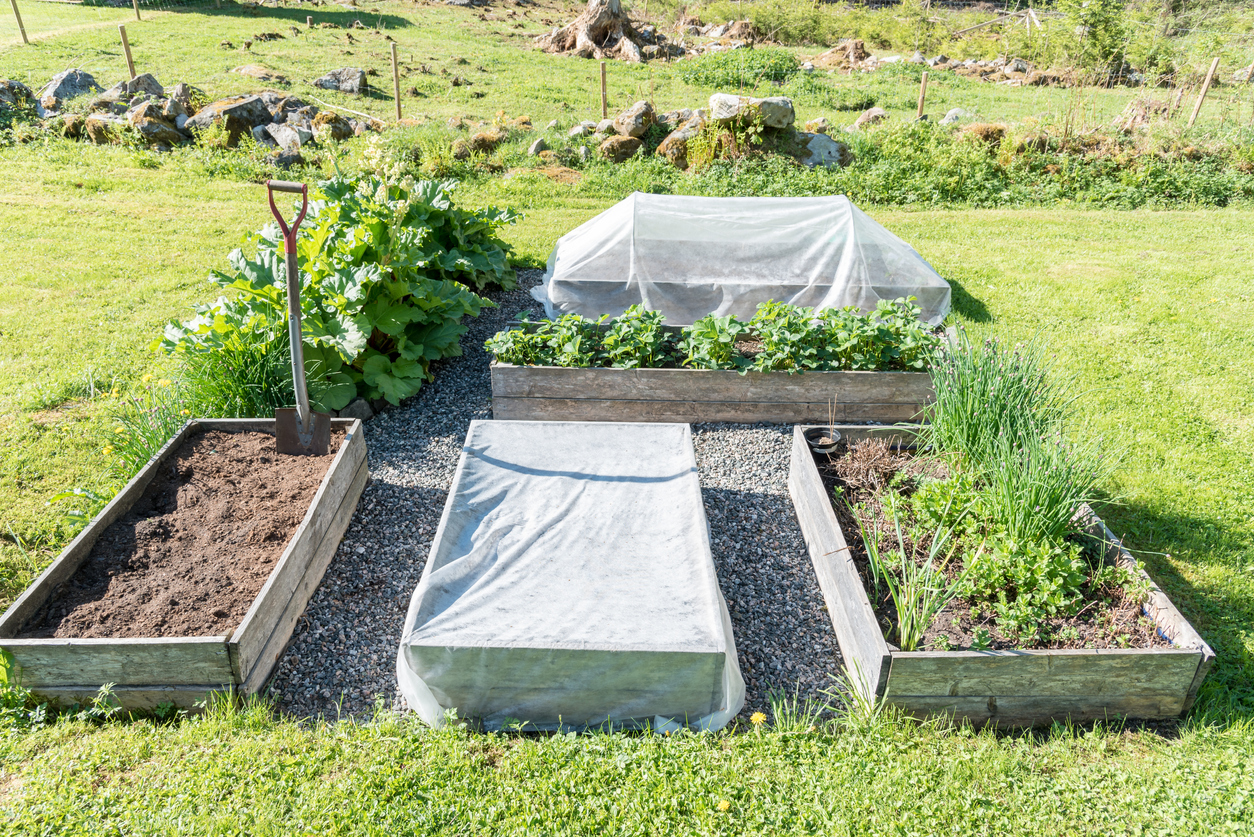 iStock-996717818 high altitude gardening platner boxes covered and protected from elements and fire