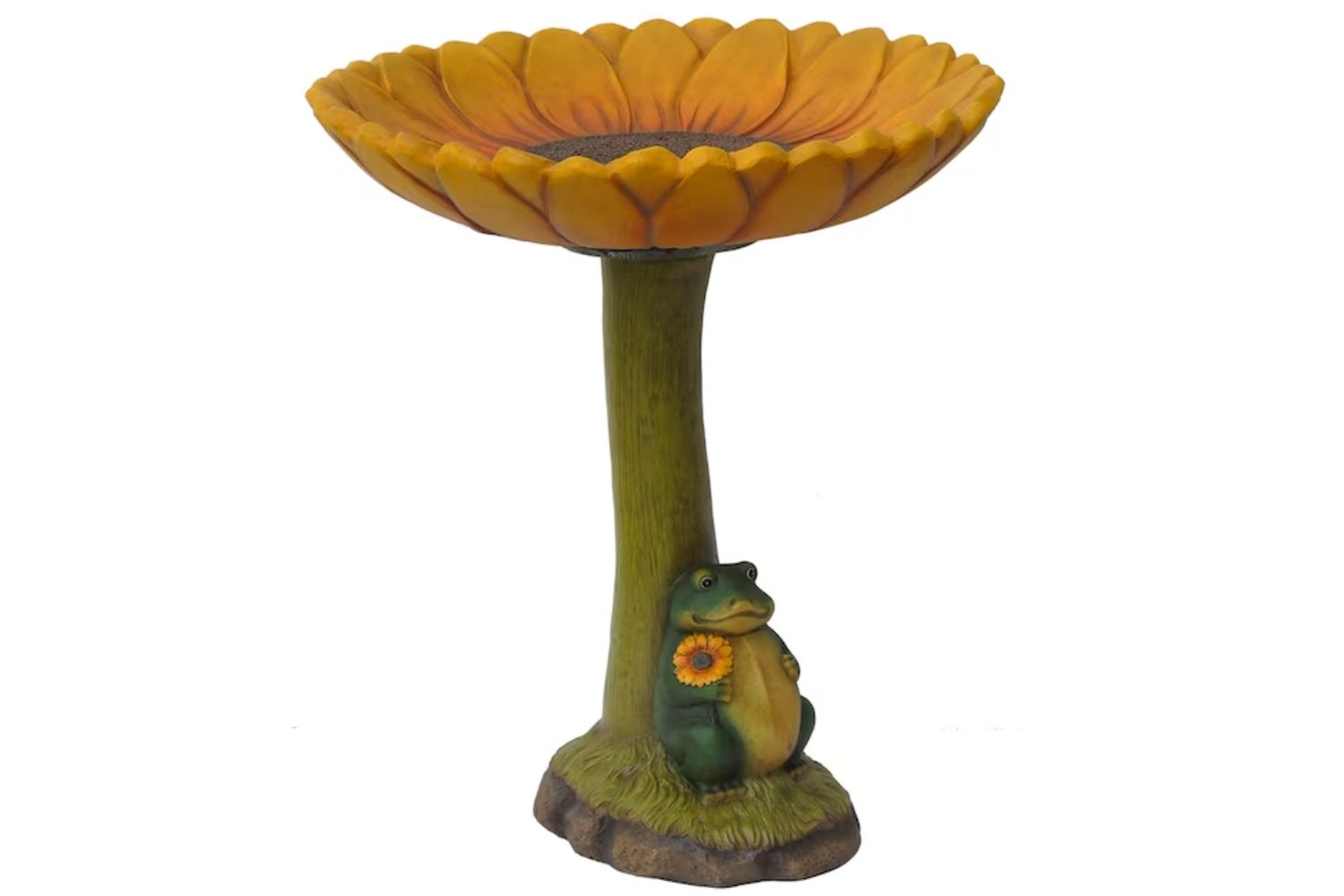 The Best Outdoor Accessories to Shop from Lowe’s Options: Garden Treasures Yellow/Green Resin Complete Birdbath