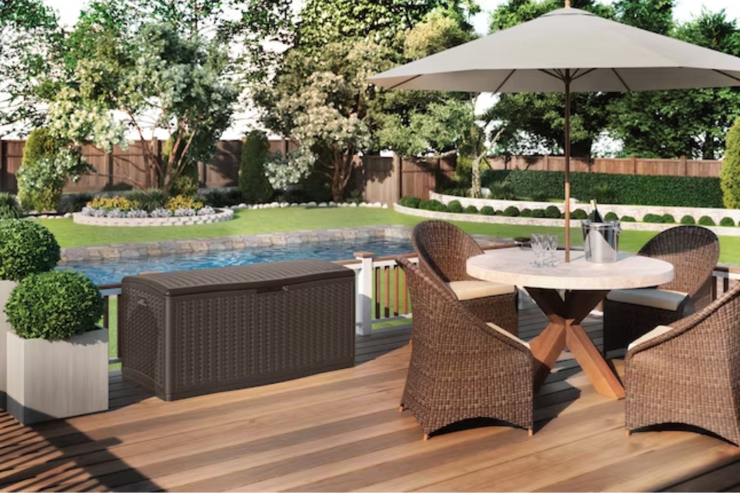 The Best Outdoor Accessories to Shop from Lowe’s Options: Suncast 124-Gallon Java Plastic Deck Box