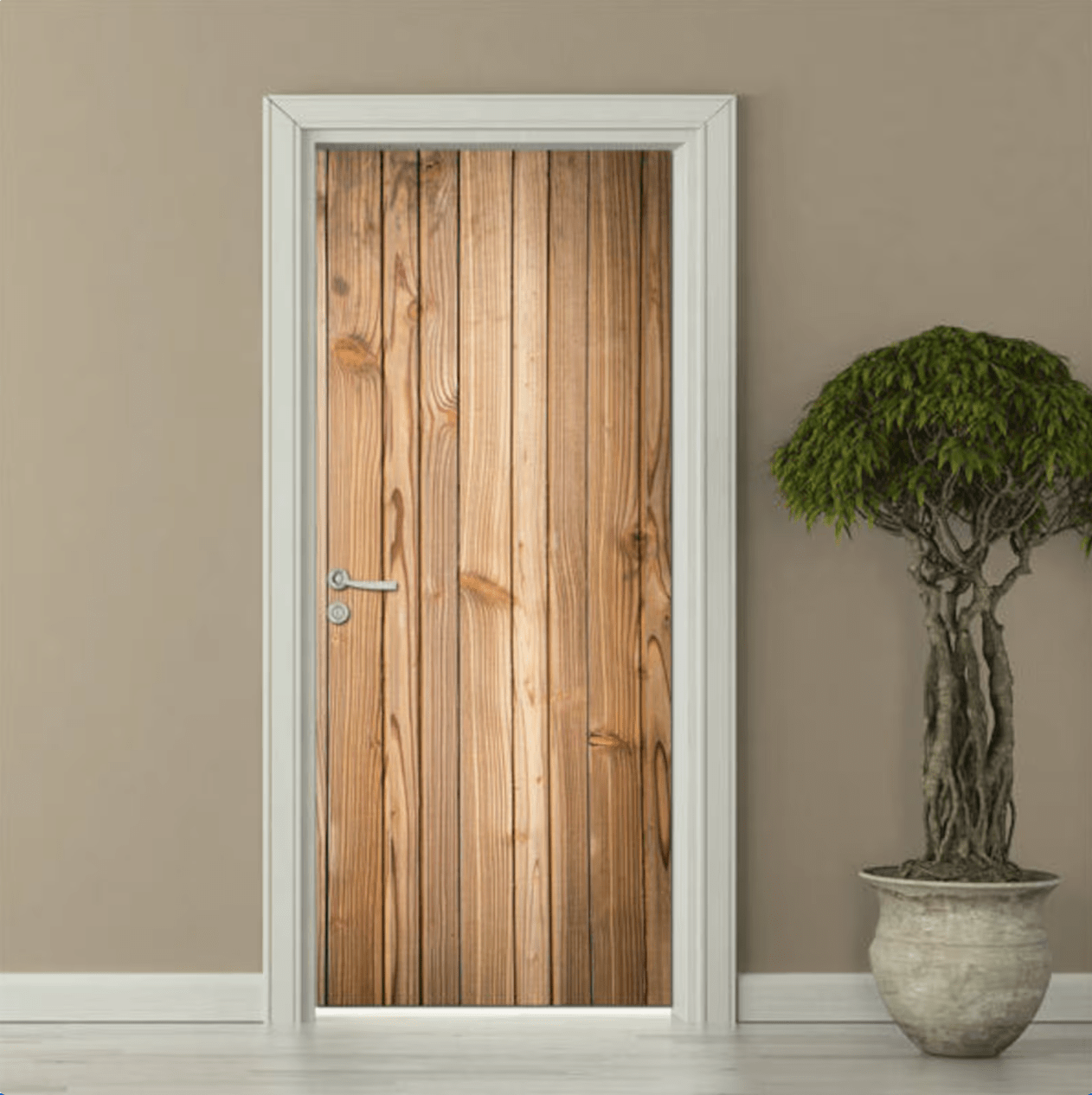 Wooden Plank Wall Stickers on Pantry Door