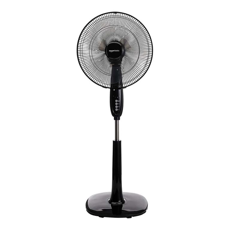  Amazon Basics Oscillating Pedestal Fan on a white background