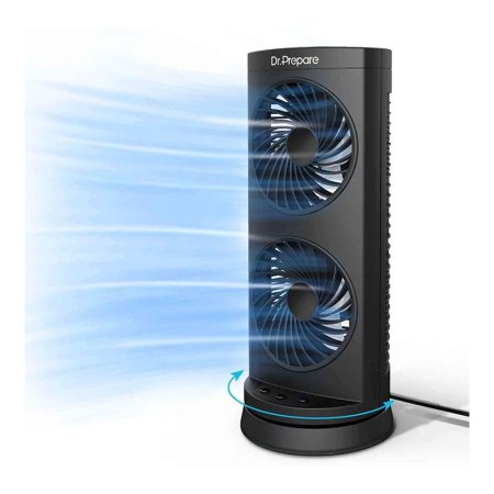  Dr. Prepare Dual Oscillating Tower Fan on a white background