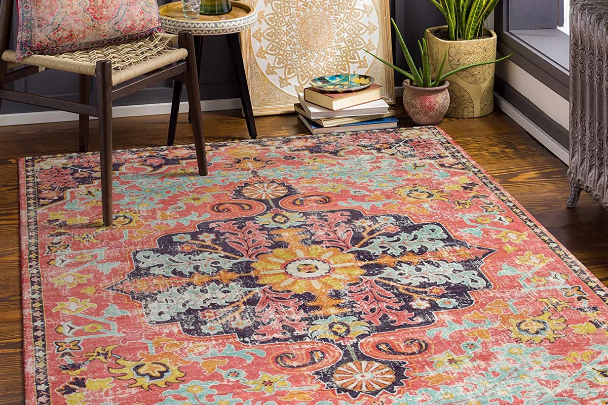 The Best Washable Rug Option: Lahome Bohemian Floral Medallion Area Rug