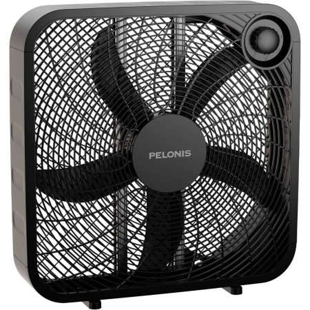  The Pelonis 20-Inch 3-Speed Box Fan on a white background