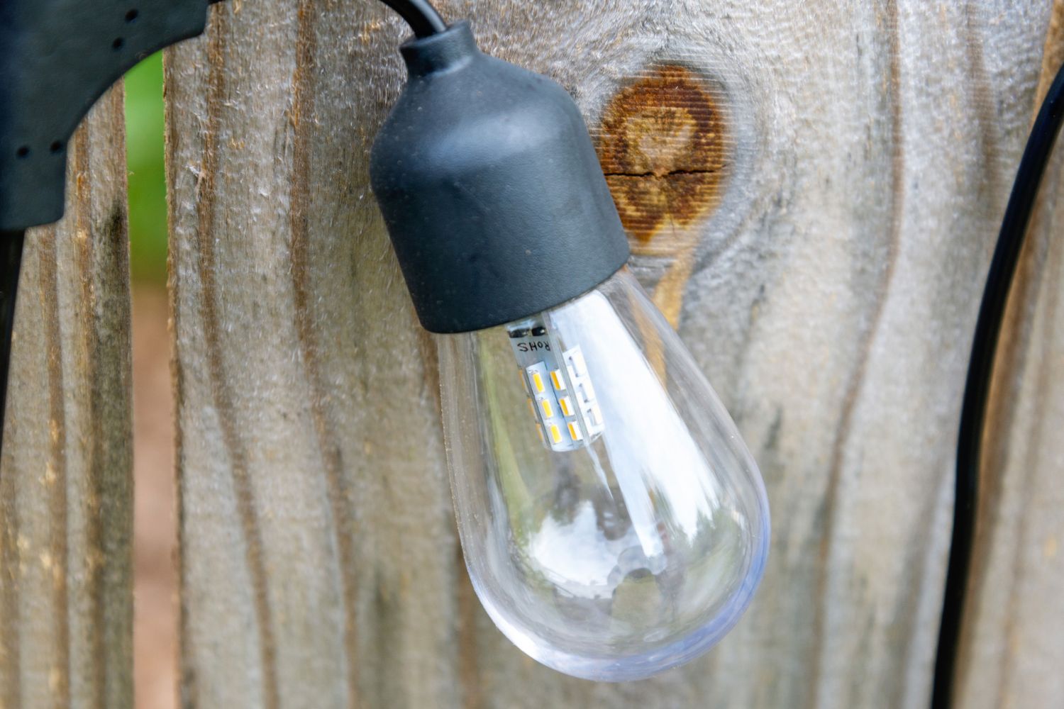 Close up of Brightech solar string lights Edison bulb