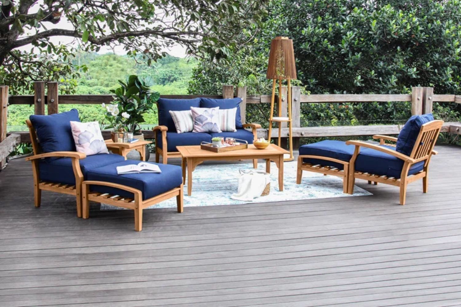 The Best Teak Outdoor Furniture Option: Birch Lane Summerton Teak Six-Person Seating Group with Cushions