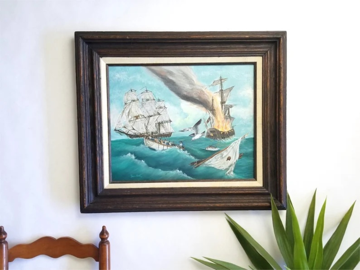 Shipwreck painting on wall