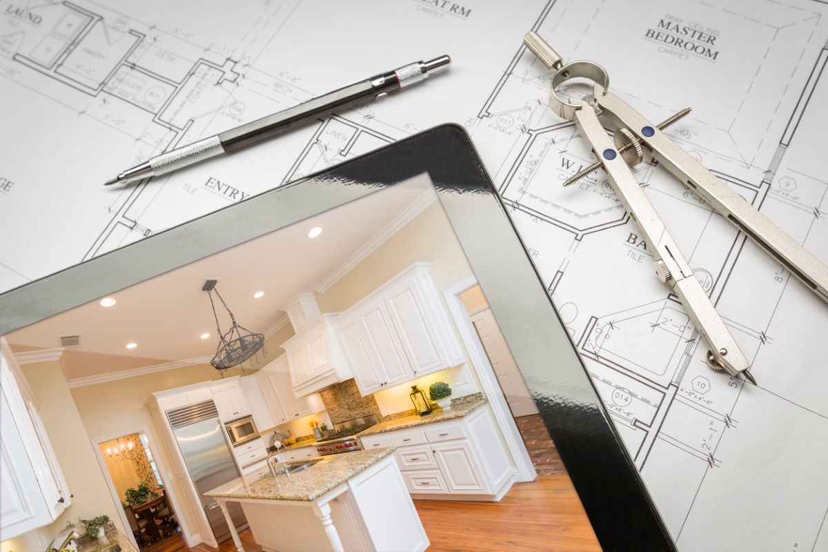 Tablet used for kitchen layout design