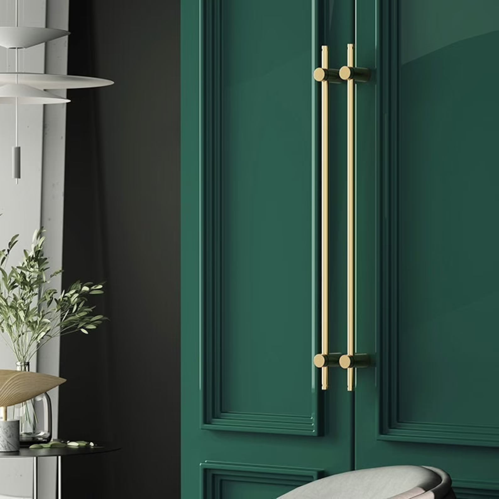 dark-green-pantry-doors-with-large-gold-pulls