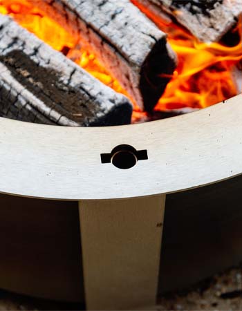A close-up of the outer rim of the Breeo fire pit