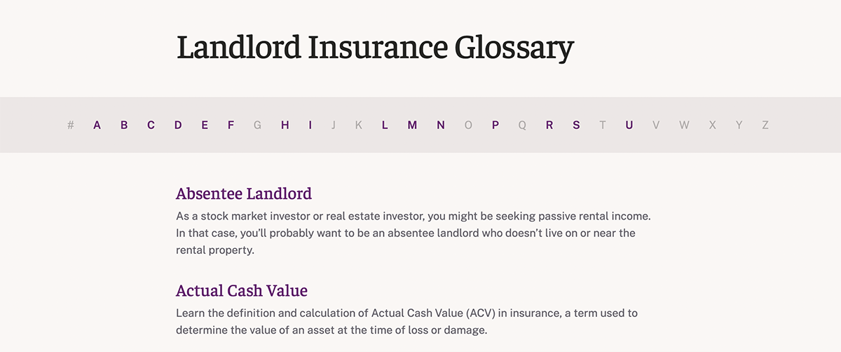 Landlord Insurance glossary