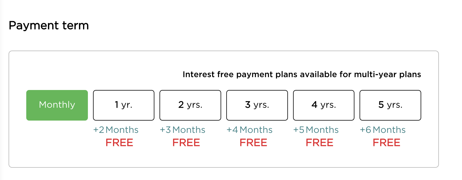 Online Quote - Payment Terms