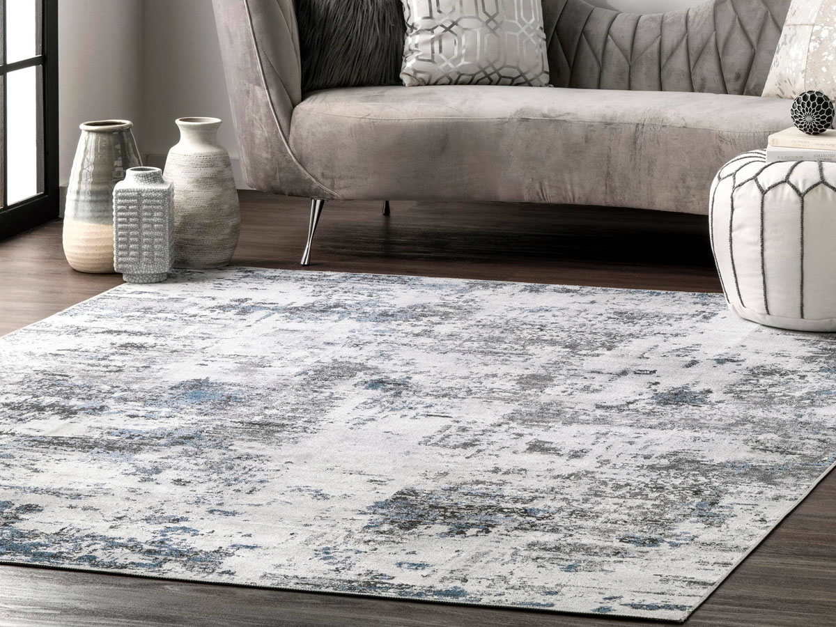 The Best Rug for Under Dining Table Option NuLoom Dali Gray Abstract Area Rug