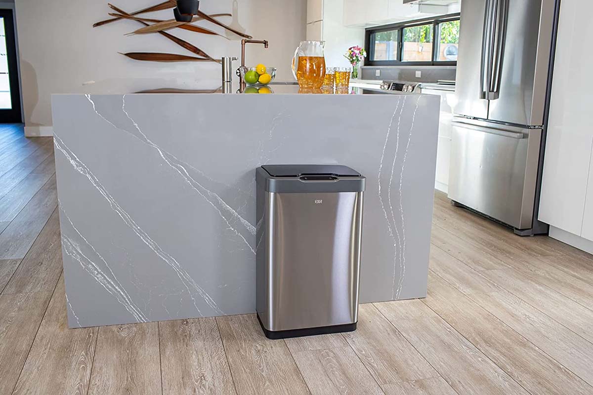 The Best Trash Can Option EKO Mirage Brushed Stainless Touchless Trash Can