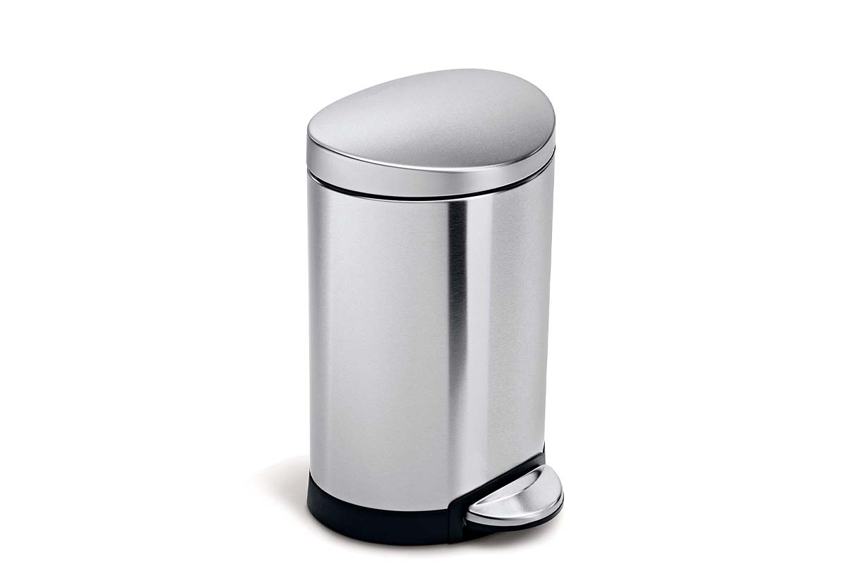 The Best Trash Can Option Simplehuman Brushed Stainless Semi-Round Step Trash Can