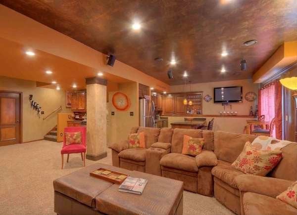 Basement ceiling with color and texture