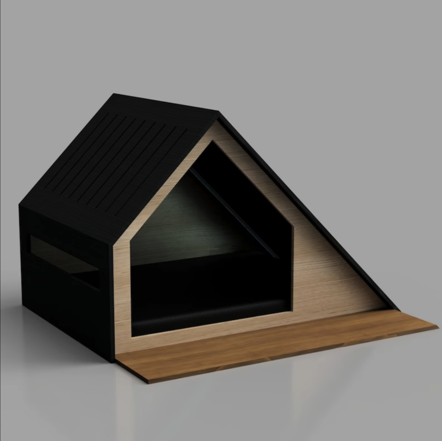product shot of modern looking angular dog house
