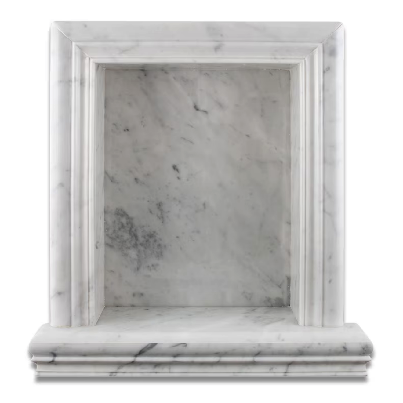 product shot of a shower niche in grey marble